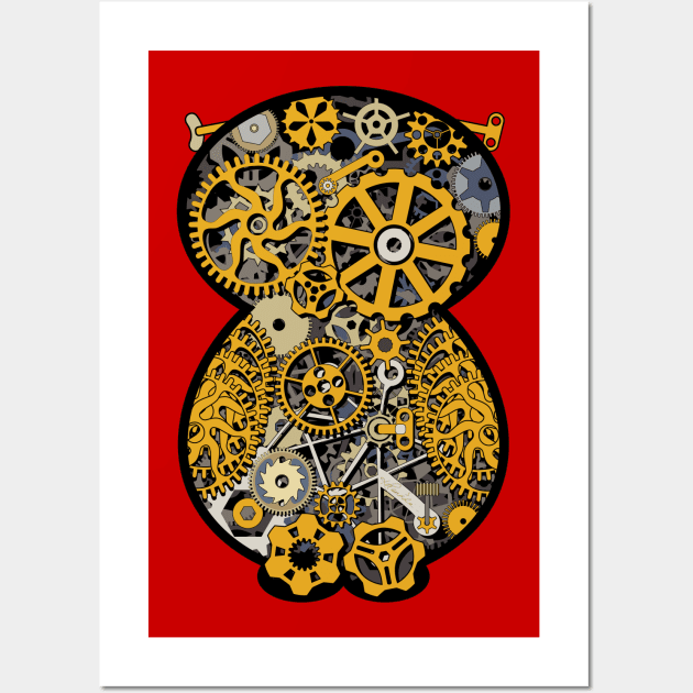 Steampunk Gears Owl Wall Art by PrettyGhoul